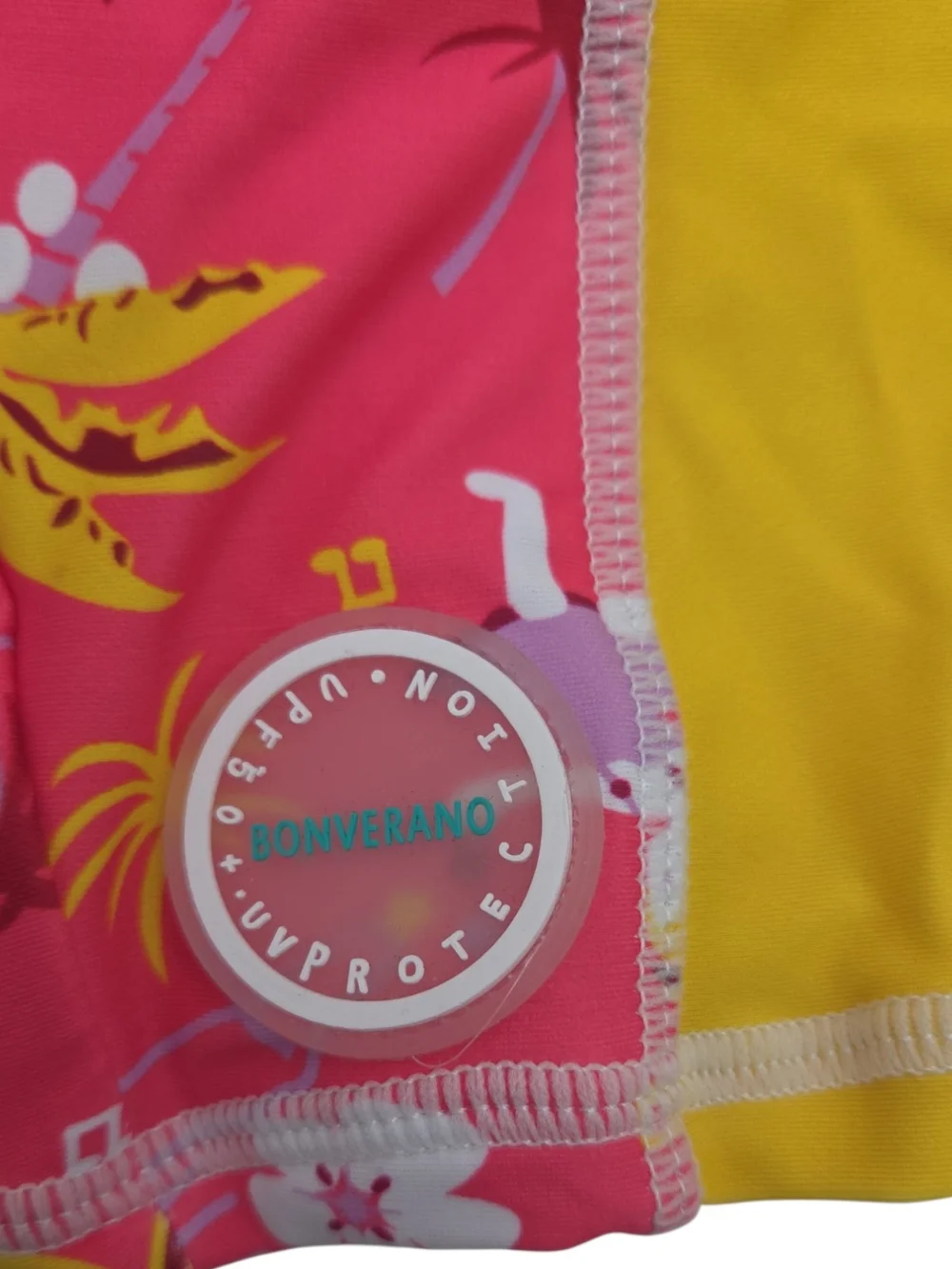 Girls Pink & Yellow Floral Rashguard Swimsuit with Sun Hat